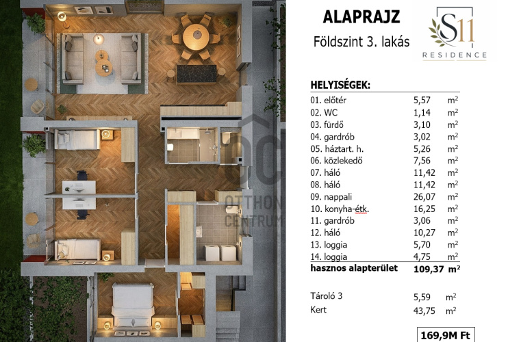 2-soban stan, 109 m²