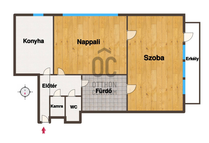 1-soban stan, 52 m²